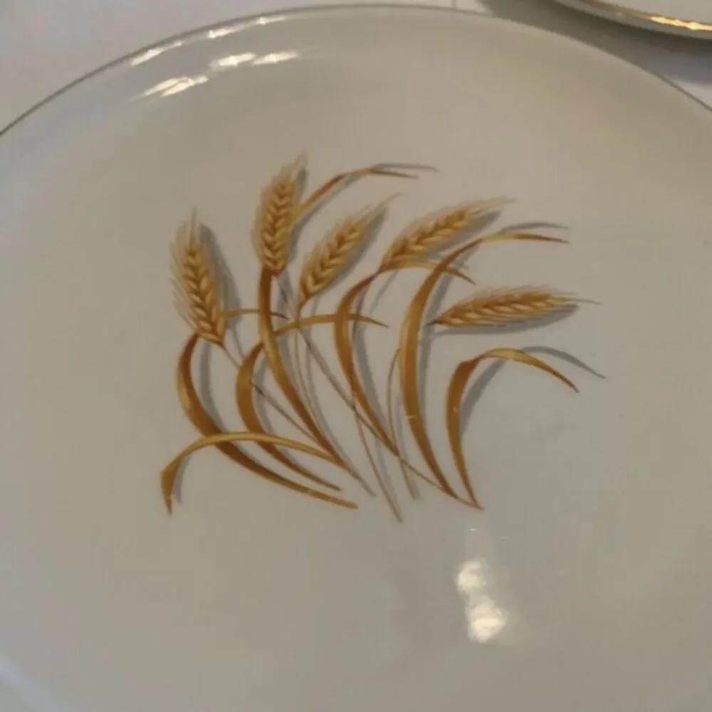 Set of 3 Homer Laughlin 22K‎ Golden Wheat Pattern 7 Inch Salad Plates